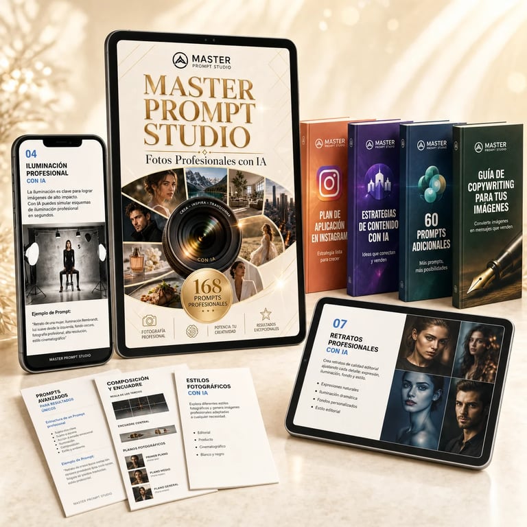 Mockup del producto principal Master Prompts